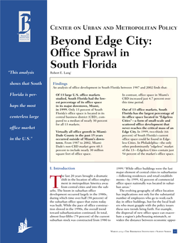 Beyond Edge City: Office Sprawl in South Florida “This Analysis Robert E