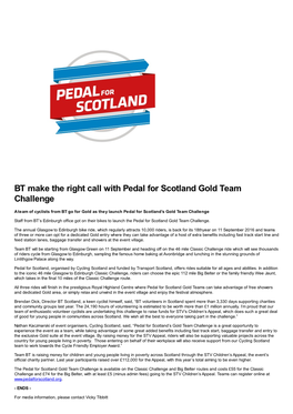 BT Make the Right Call with Pedal for Scotland Gold Team Challenge