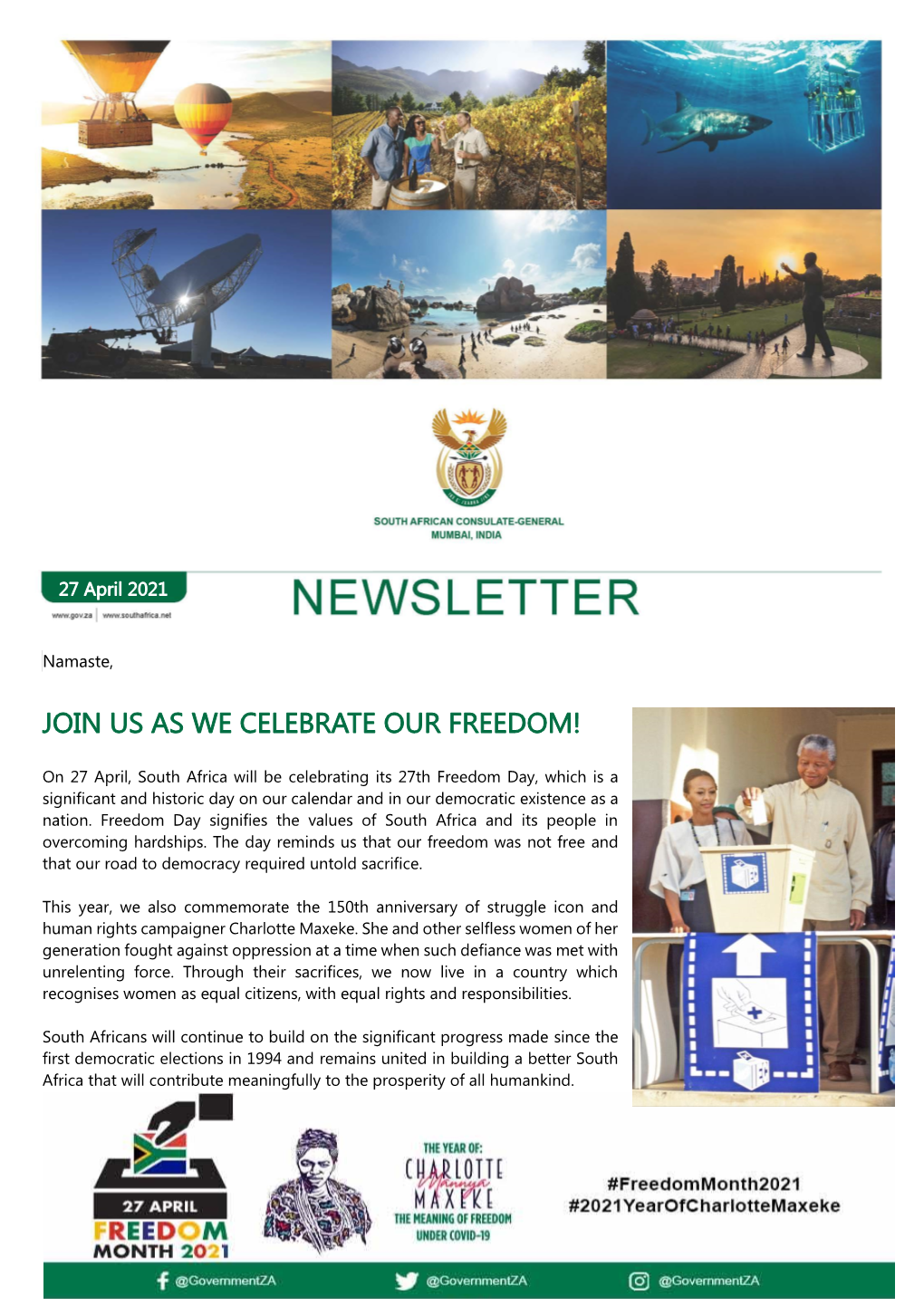 Freedom Day Newsletter April 2021