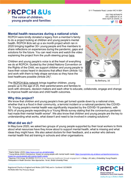 Mental Health Resources in a National Crisis
