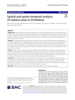 Spatial and Spatio-Temporal Analysis of Malaria Cases in Zimbabwe