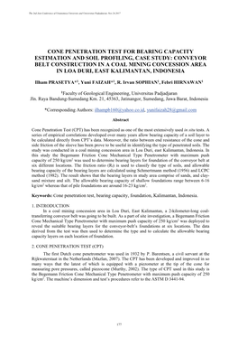 Cone Penetration Test for Bearing Capacity Estimation