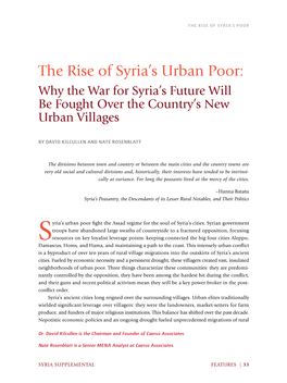 The Rise of Syria's Urban Poor