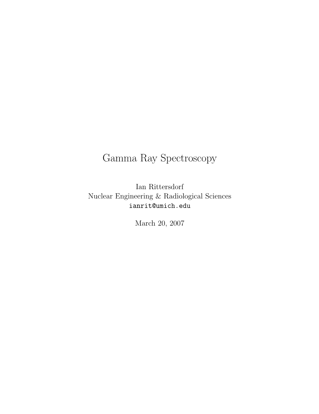 Gamma Ray Spectroscopy