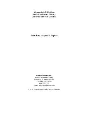 John Roy Harper II Papers