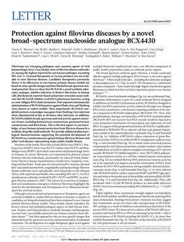 Protection Against Filovirus Diseases by a Novel Broad-Spectrum Nucleoside Analogue BCX4430