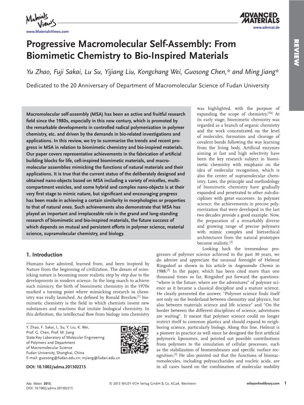 Progressive Macromolecular Selfassembly: from Biomimetic