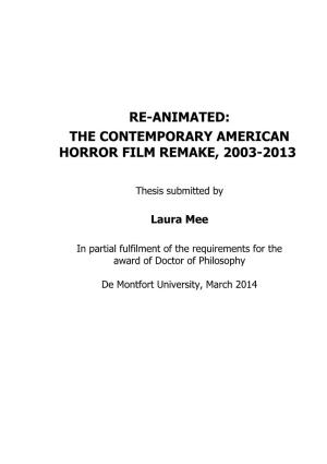 The Contemporary American Horror Film Remake, 2003-2013
