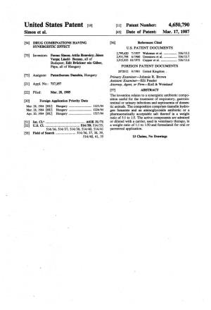 United States Patent (19) 11 Patent Number: 4,650,790 Simon Et Al