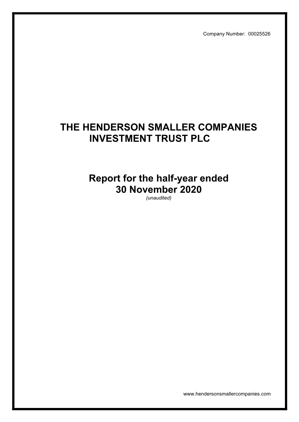 The Henderson Smaller Companies Investment Trust Plc