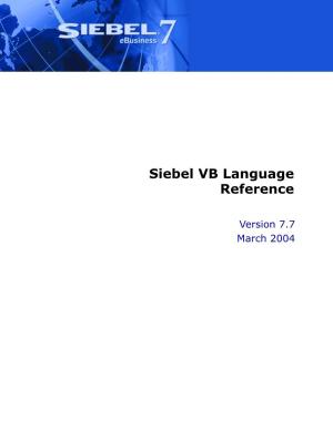 Siebel VB Language Reference