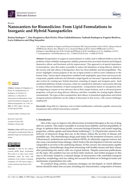 From Lipid Formulations to Inorganic and Hybrid Nanoparticles