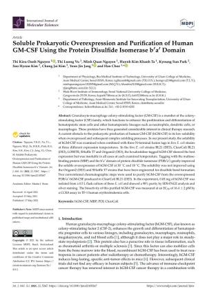 Soluble Prokaryotic Overexpression and Purification of Human GM-CSF Using the Protein Disulfide Isomerase B'a' Domain