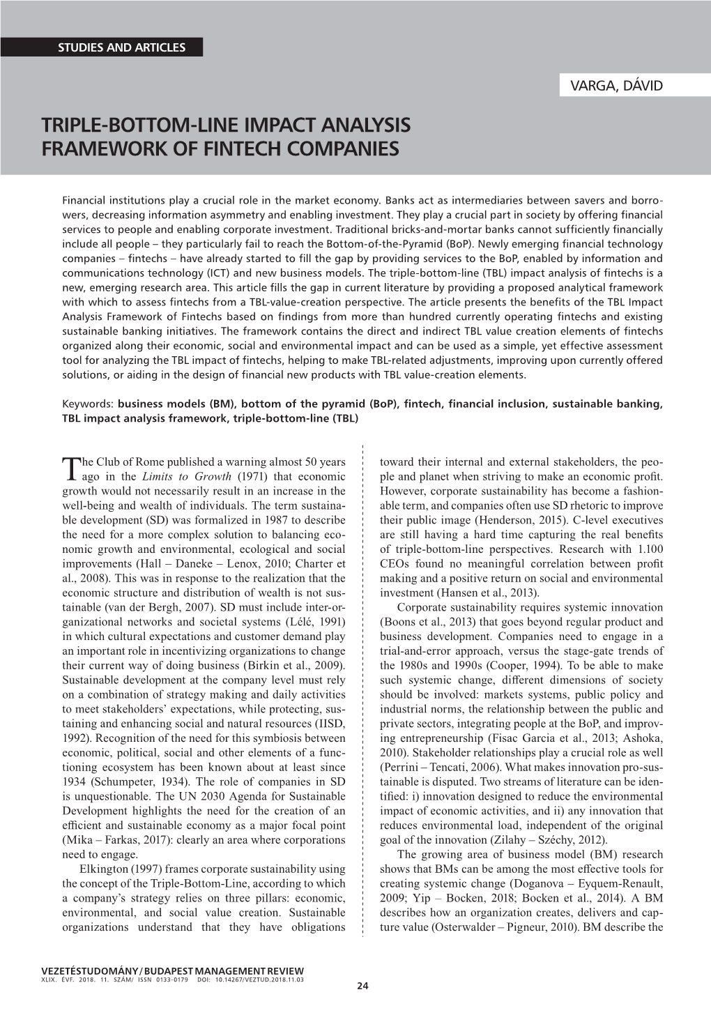 Triple-Bottom-Line Impact Analysis Framework of Fintech Companies