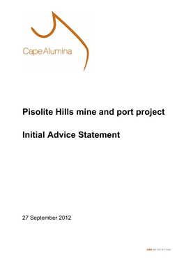 Pisolite Hills Mine and Port Project Initial Advice Statement