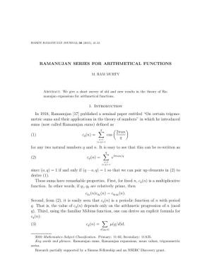 Ramanujan Series for Arithmetical Functions