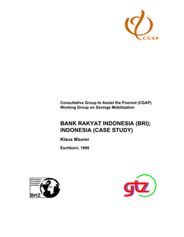 BANK RAKYAT INDONESIA (BRI); INDONESIA (CASE STUDY) Klaus Maurer