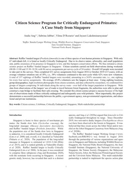 Citizen Science Program for Critically Endangered Primates: a Case Study from Singapore