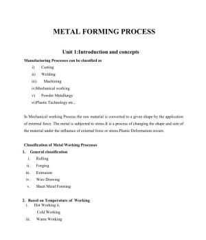 Metal Forming Process