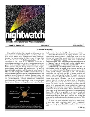 Nightwatch President's Message