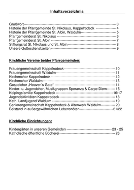 Broschüre Über Die Pfarrgemeinden Kappelrodeck Und Waldulm