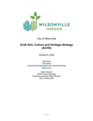 Draft Arts, Culture and Heritage Strategy (ACHS)