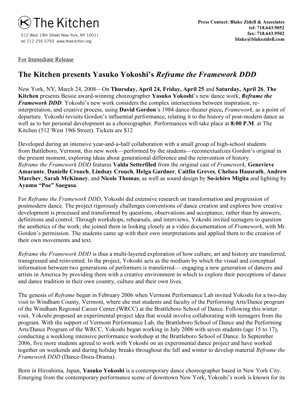 The Kitchen Presents Yasuko Yokoshi's Reframe the Framework