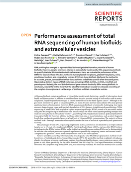 Performance Assessment of Total RNA Sequencing of Human Biofluids And