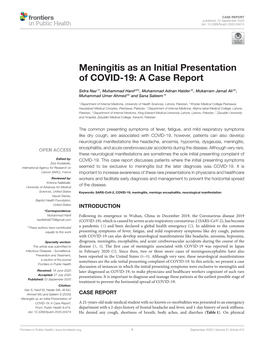 Meningitis As an Initial Presentation of COVID-19: a Case Report