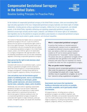 Compensated Gestational Surrogacy in the United States: Baseline Guiding Principles for Proactive Policy