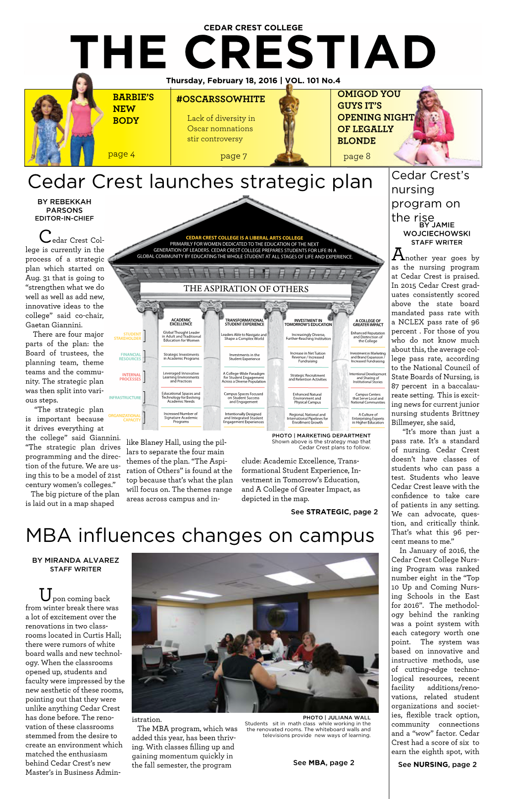 Cedar Crest Launches Strategic Plan MBA Influences Changes on Campus