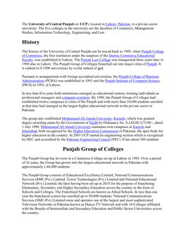 History Punjab Group of Colleges