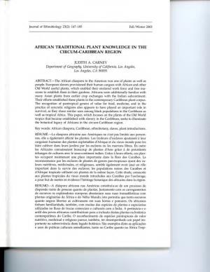 African Traditional Plant Knowledge in the Circum-Caribbean Region