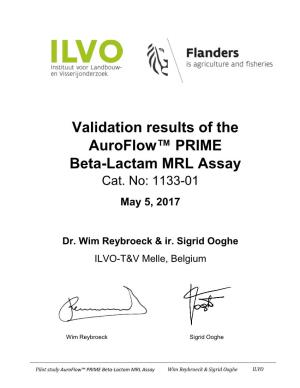 Validation Results of the Auroflow™ PRIME Beta-Lactam MRL Assay Cat