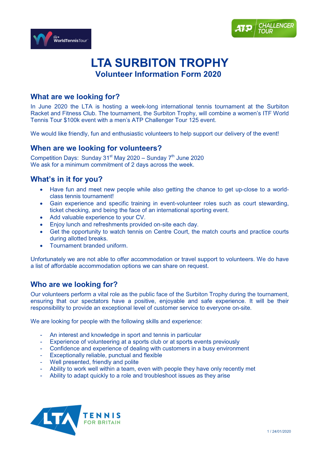 LTA SURBITON TROPHY Volunteer Information Form 2020