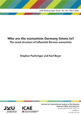 Who Are the Economists Germany Listens To? the Social Structure of Inluential German Economists