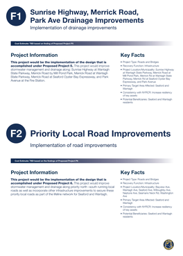 Implementation of Road Improvements Key Facts Key Facts Project Information Project Information