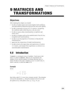 9 Matrices and Transformations 9 MATRICES and TRANSFORMATIONS