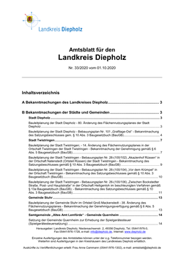 Amtsblatt Für Den Landkreis Diepholz