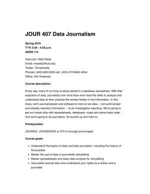 JOUR 407 Data Journalism
