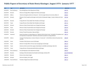 Public Papers of Secretary of State Henry Kissinger, August 1974 - January 1977