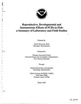 Reproductive, Developmental, and Immunotoxic Effects of Polychlorinated Biphenyls (Pcbs) to Fish, And