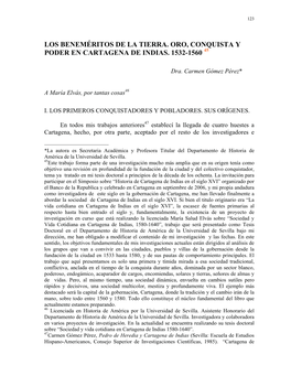 Los Beneméritos De La Tierra. Oro, Conquista Y Poder En Cartagena De Indias