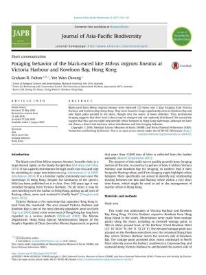 Foraging Behavior of the Black-Eared Kite Milvus Migrans Lineatus at Victoria Harbour and Kowloon Bay, Hong Kong
