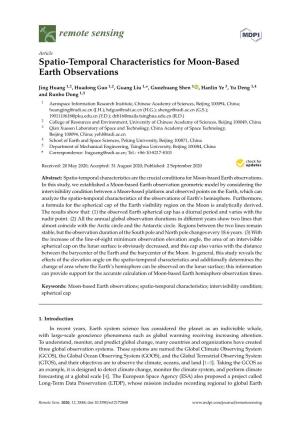 Spatio-Temporal Characteristics for Moon-Based Earth Observations