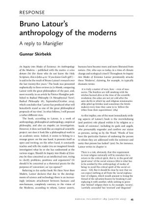 Bruno Latour's Anthropology of the Moderns