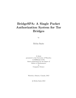 A Single Packet Authorization System for Tor Bridges