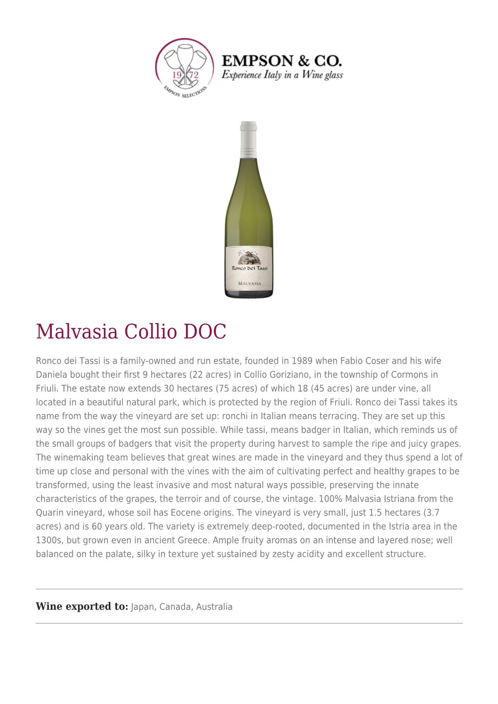 Malvasia Collio DOC