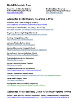 Dental Schools in Ohio Accredited Dental Hygiene Programs in Ohio