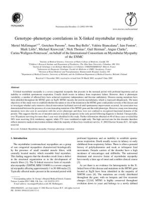 Genotype–Phenotype Correlations in X-Linked Myotubular Myopathy
